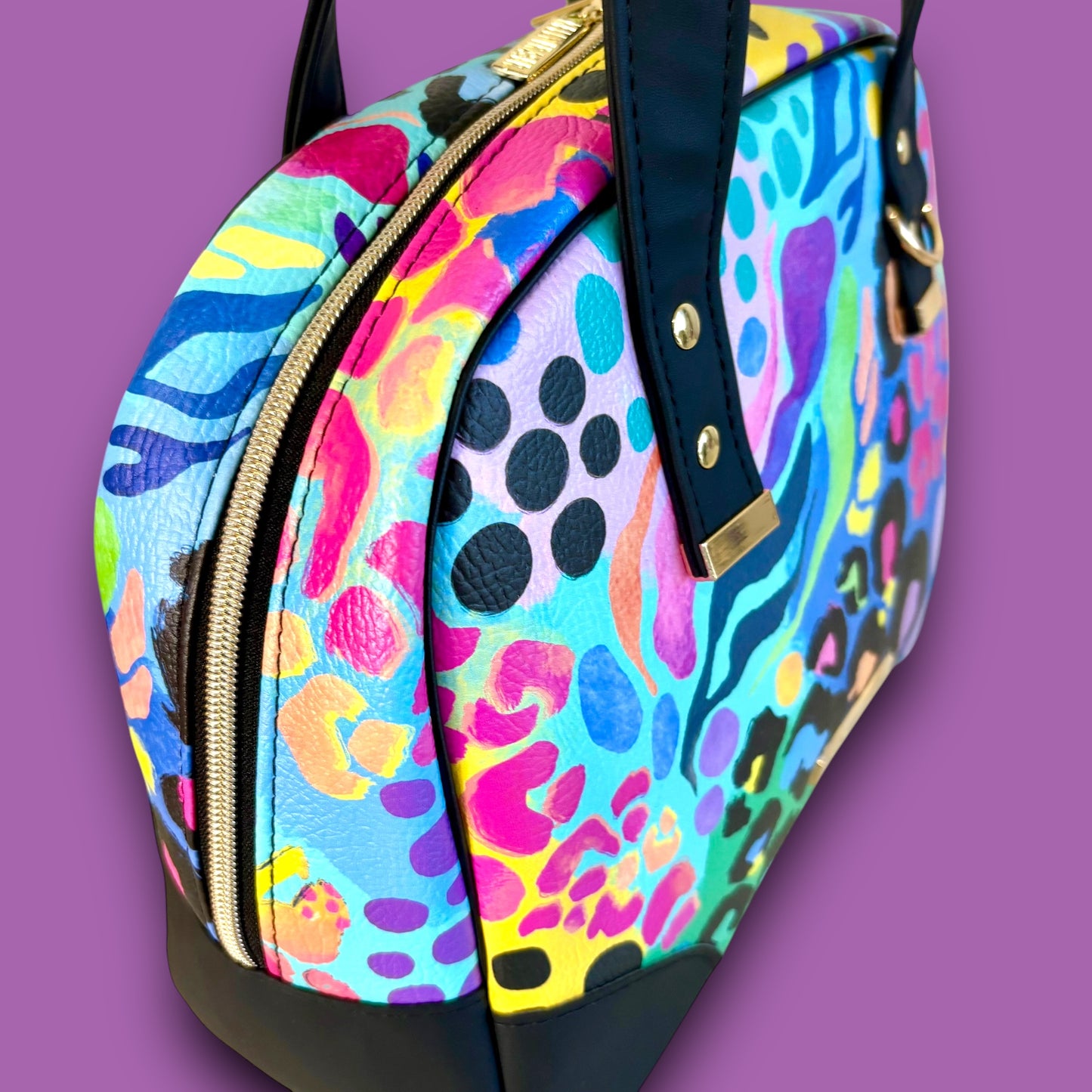 Electric Leopard Bowler Bag