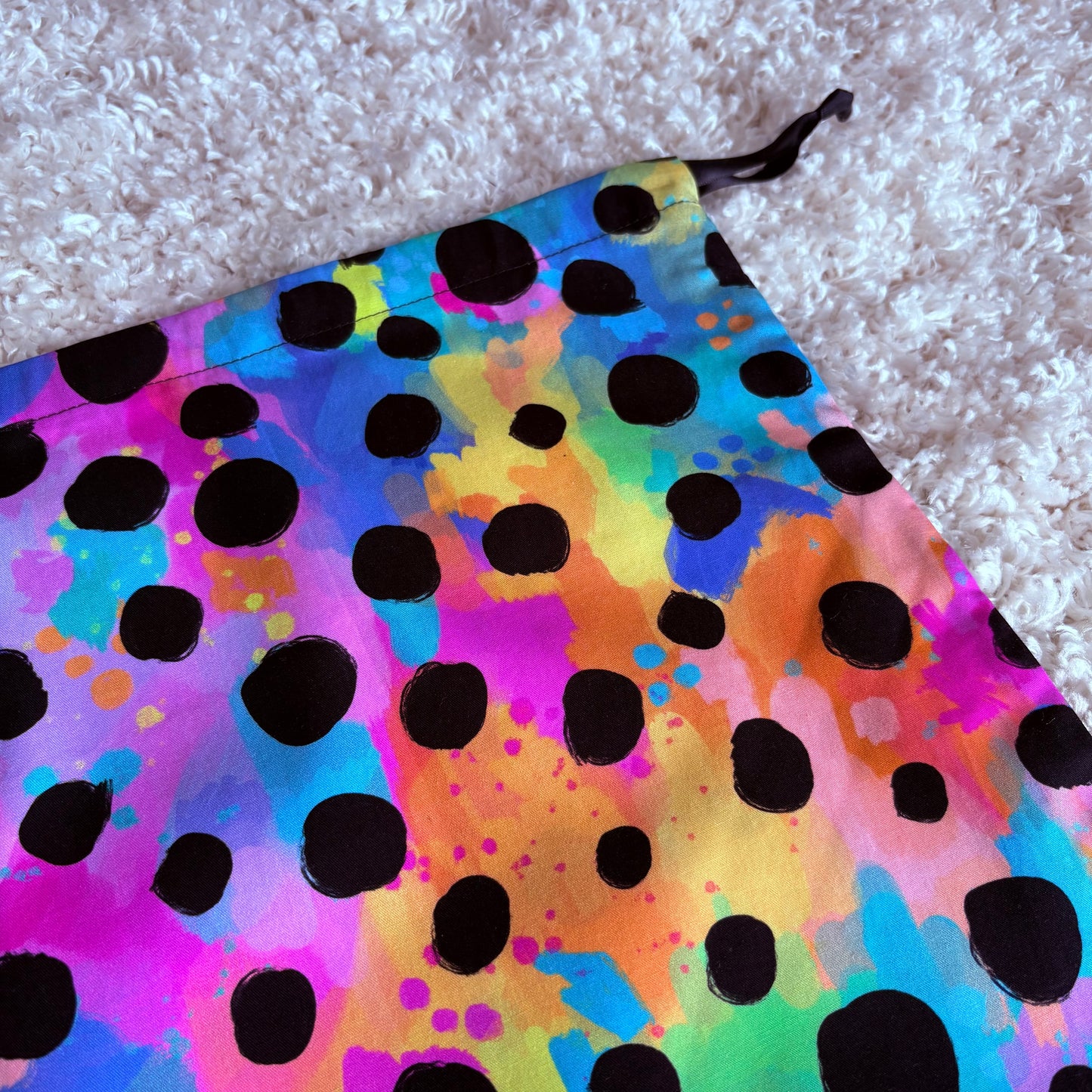 Medium Drawstring Bag - Rainbow Cheetah