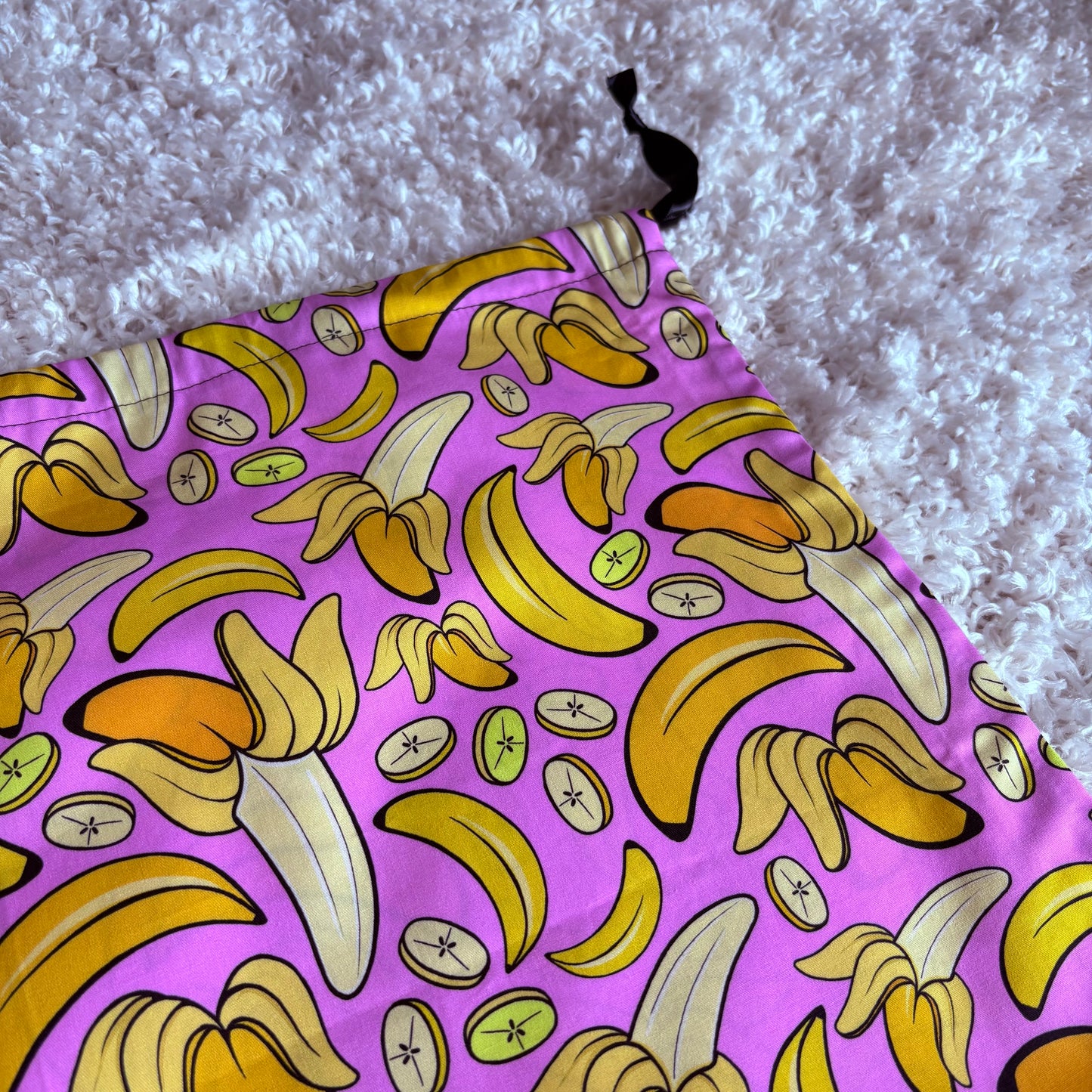 Medium Drawstring Bag - Pink Bananas