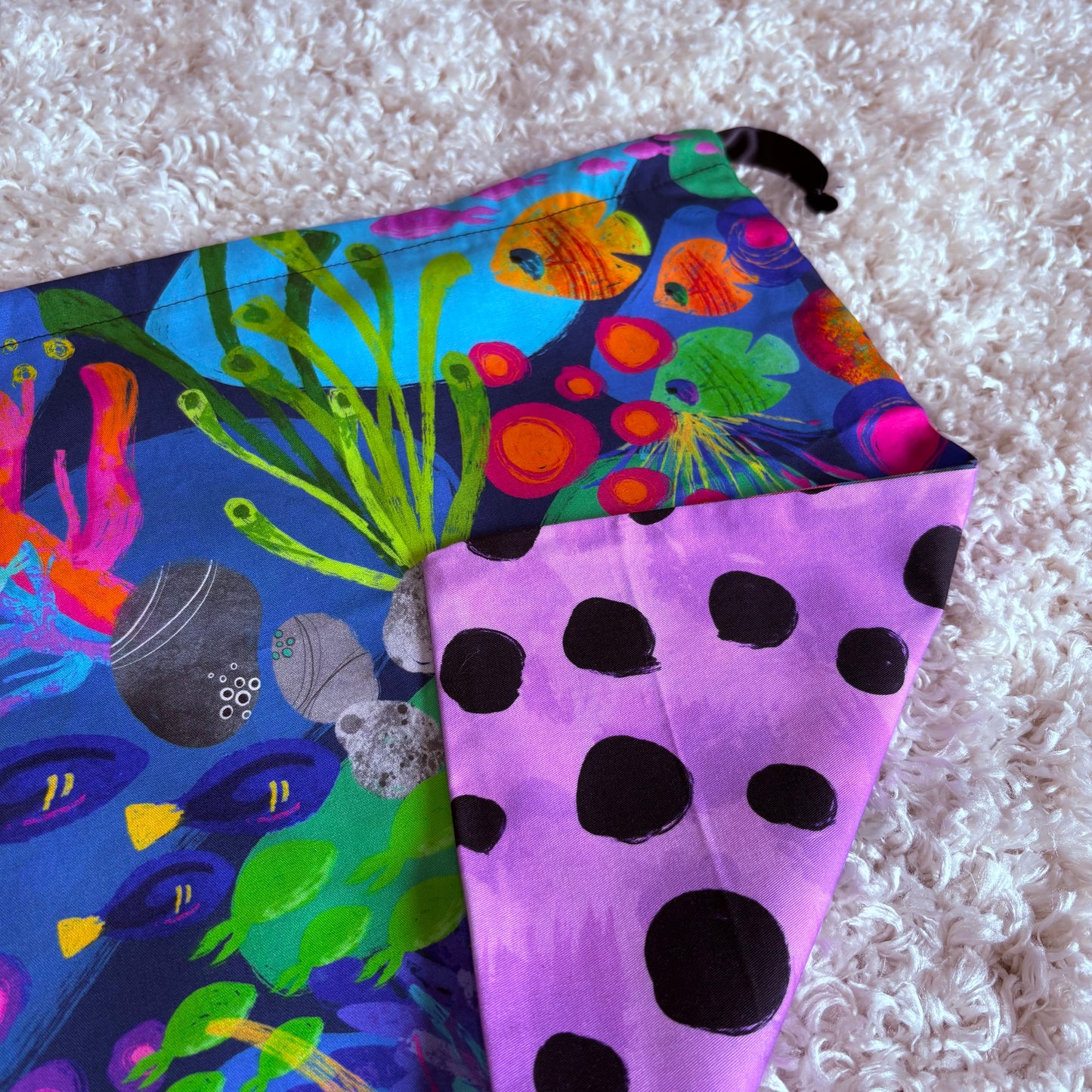 Medium Drawstring Bag - Reef/Purple Cheetah
