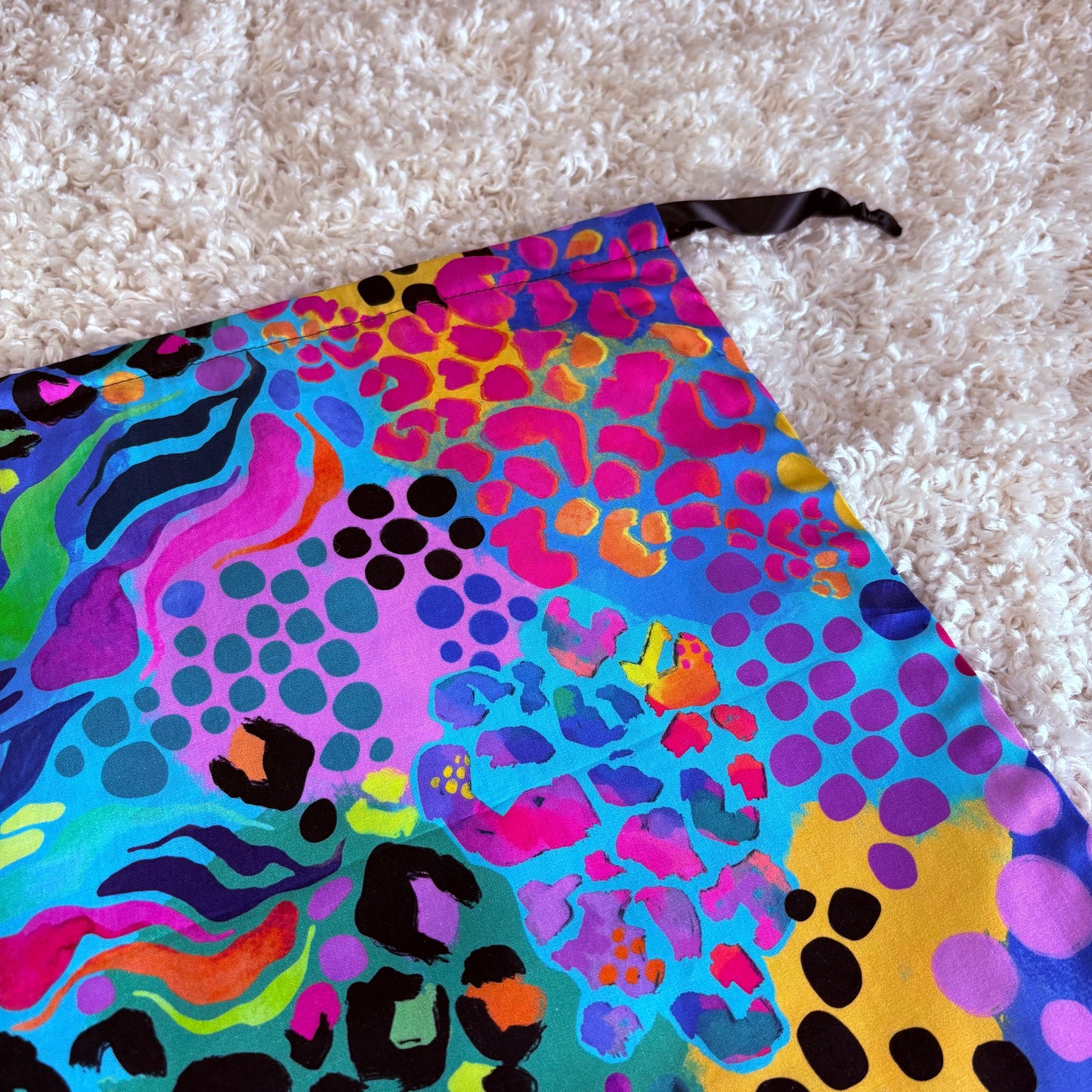 Large Drawstring Bag - Electric Leopard