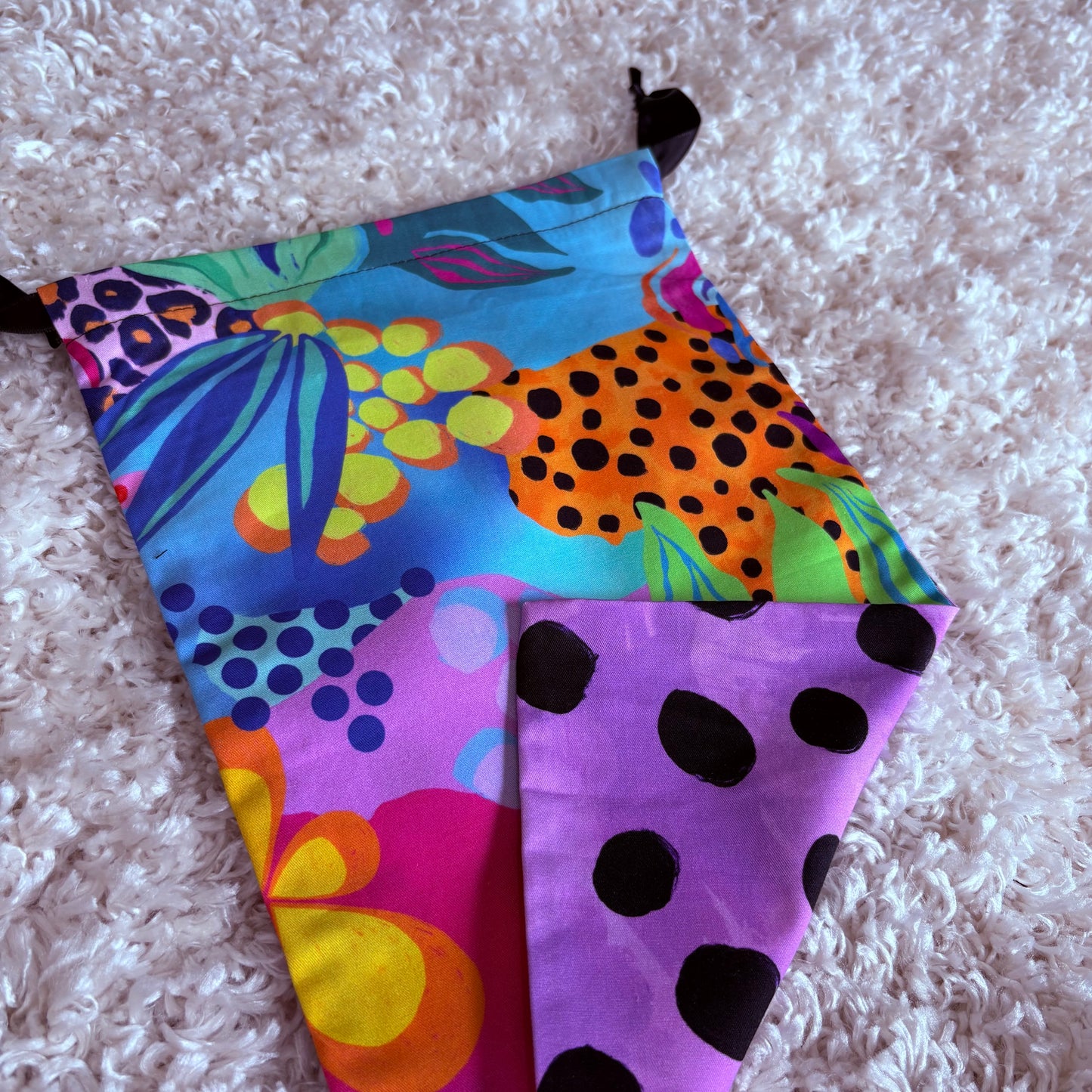 Small Drawstring Bag - Fierce/Purple Cheetah