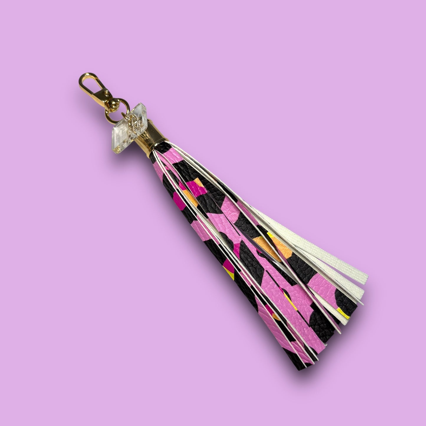 Clip Tassel Pink Leopard Gold
