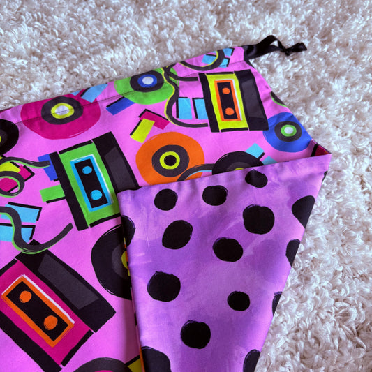 Medium Drawstring Bag - Mixtape/Purple Cheetah